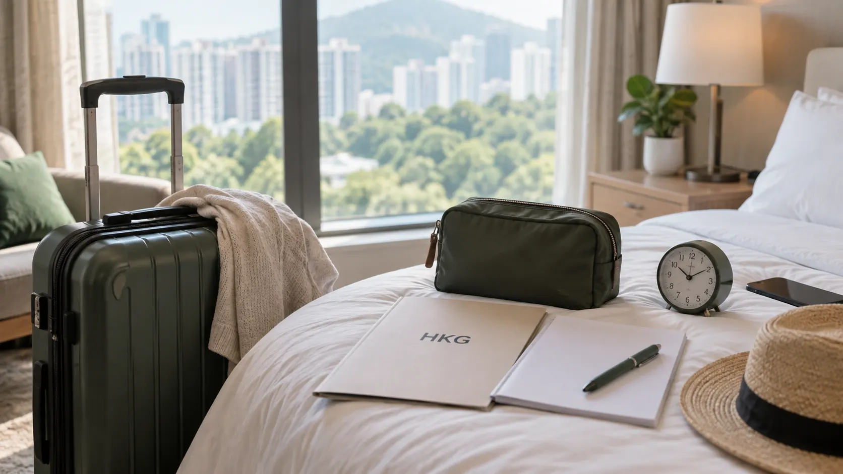 AI-generated illustration for departure planning from a Shenzhen address to Hong Kong International Airport (HKG)