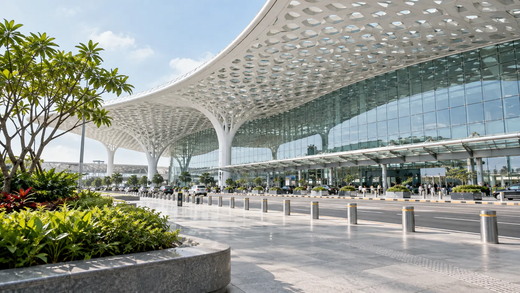 AI-generated illustration of a Shenzhen airport arrival setting for onward travel to Hong Kong